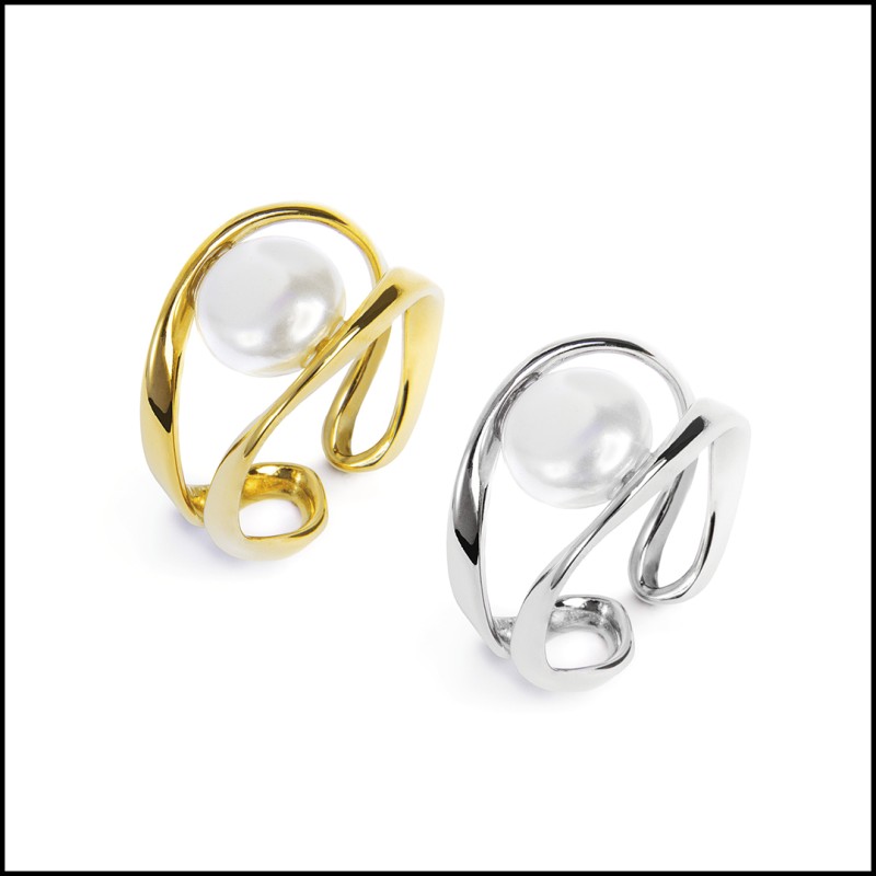 Anelli a doppia fascia con perla