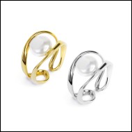 Anelli a doppia fascia con perla