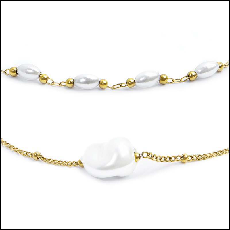 Bracciali con perle ovali e perle irregolari