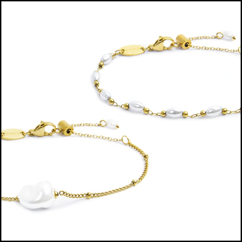 Bracciali con perle ovali e perle irregolari