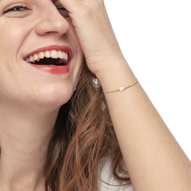 Bracciale tennis e bracciale con perla