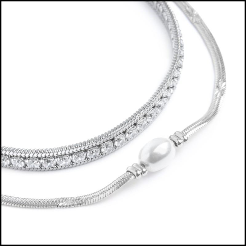 Bracciale tennis e bracciale con perla