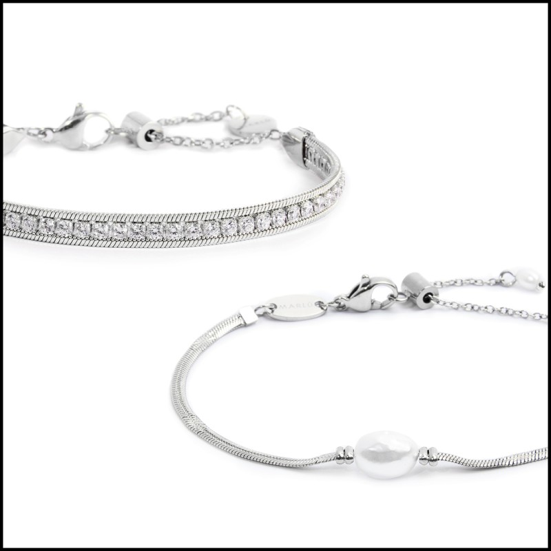 Bracciale tennis e bracciale con perla