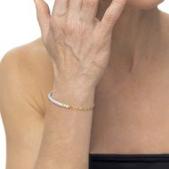 Bracciale con zircone nero centrale e bracciale con perle