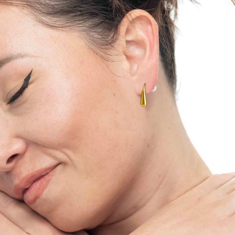 Orecchino a lobo goccia 2,2 cm con chiusura perla