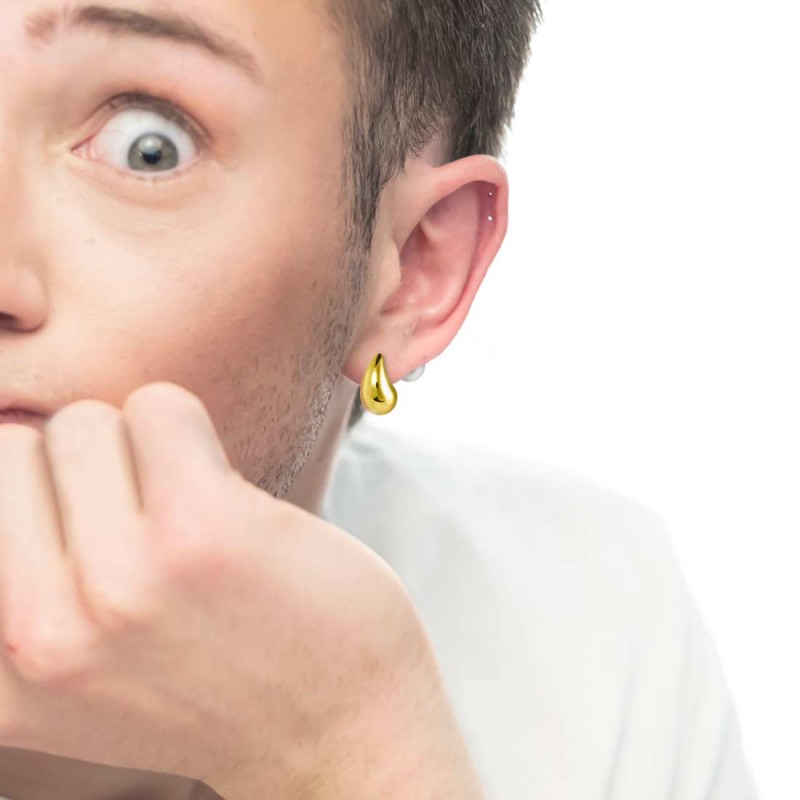 Orecchino a lobo goccia 1,8 cm con chiusura perla