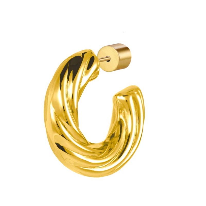 Orecchino a lobo a cerchietto con texture 2,5cm con chiusura perla