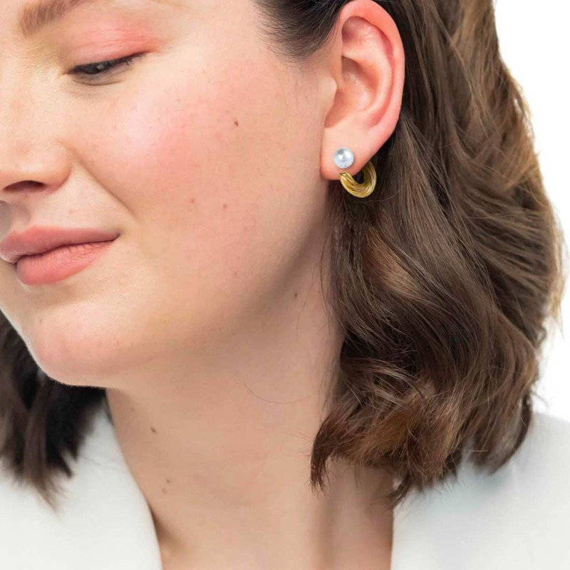 Orecchino a lobo a cerchietto con texture 2,5cm con chiusura perla