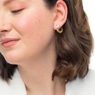 Orecchino a lobo a cerchietto con texture 2,5cm con chiusura perla