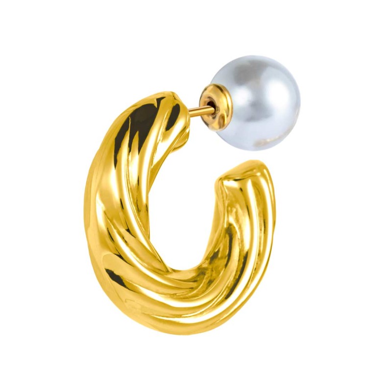 Orecchino a lobo a cerchietto con texture 2,5cm con chiusura perla