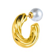 Orecchino a lobo a cerchietto con texture 2,5cm con chiusura perla