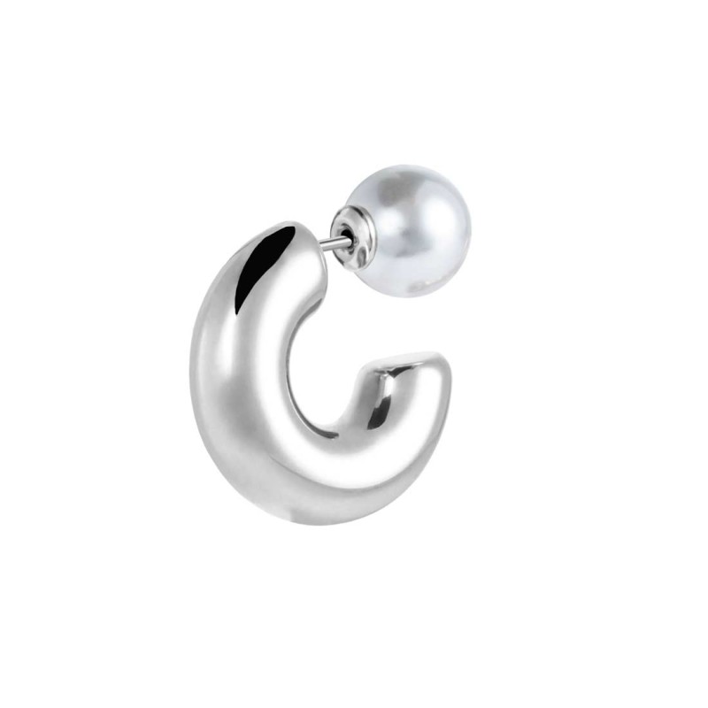 Orecchino a lobo a cerchietto 2,2cm con chiusura perla