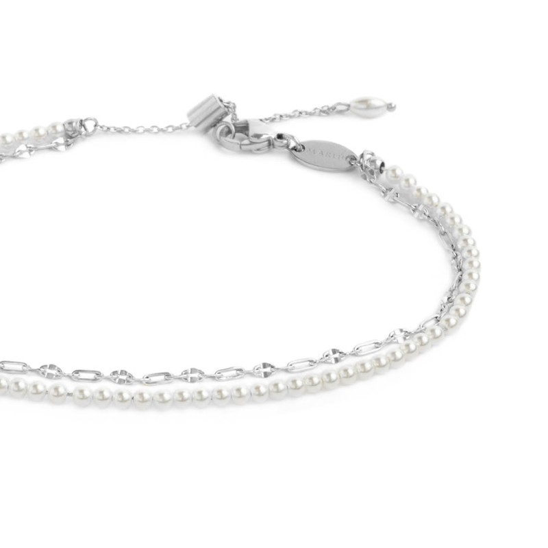 CAVIGLIERA CON PERLE E CATENA LIP-CABLE