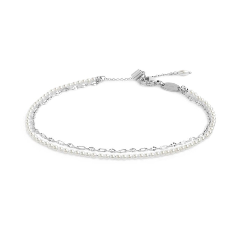 CAVIGLIERA CON PERLE E CATENA LIP-CABLE