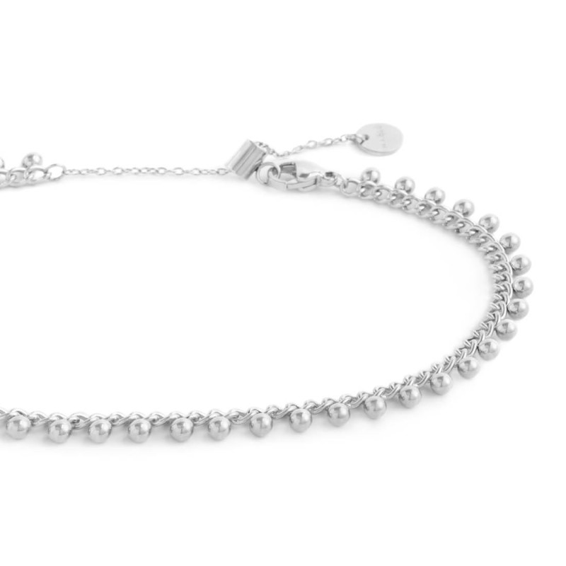 Cavigliera catena grumetta con sfere pendenti