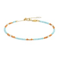 Cavigliera con elementi madreperla colorati e perle bianche irregolari