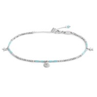 Cavigliera con ematite cubica alternata a perline conchiglia e stelle marine pendenti