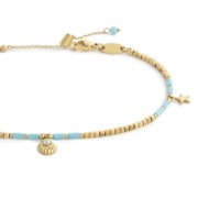 Cavigliera con ematite cubica alternata a perline conchiglia e stelle marine pendenti