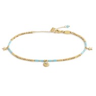 Cavigliera con ematite cubica alternata a perline conchiglia e stelle marine pendenti