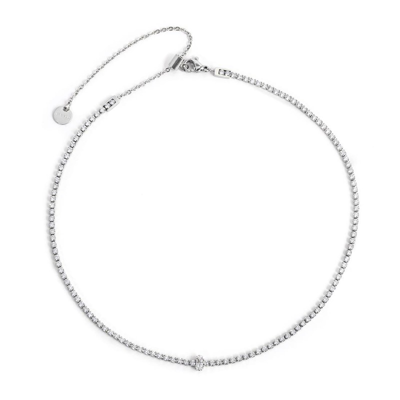 Collana tennis con zircone centrale