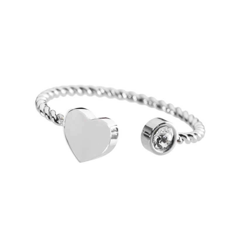 ANELLO DA FALANGINA TG 6 CON CUORE E CRISTALLO BIANCO