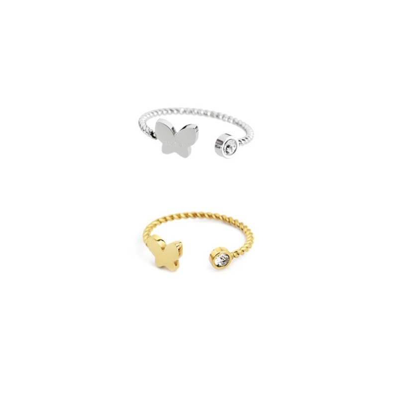 ANELLO DA FALANGINA TG 6 CON FARFALLA E CRISTALLO BIANCO