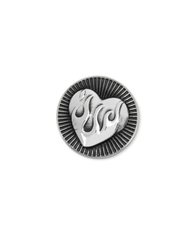 Piastrina tonda cuore con fiamme changy