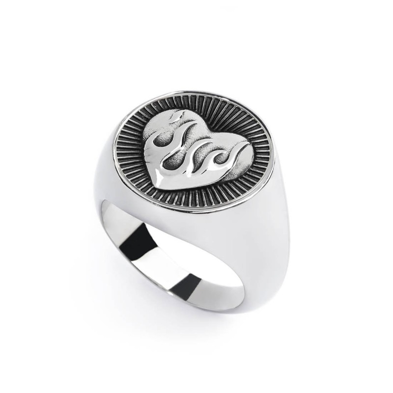 Piastrina tonda cuore con fiamme changy