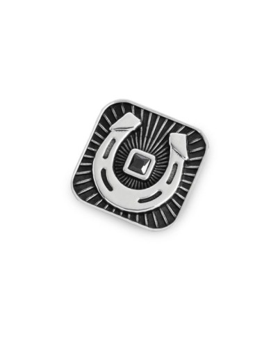 Piastrina quadrata ferro di cavallo con zircone nero changy