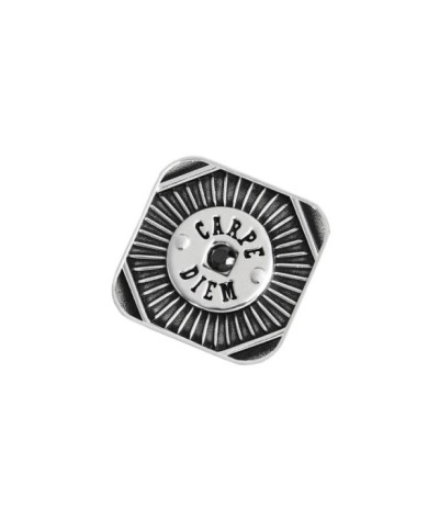 Piastrina quadrata carpe diem con zircone nero changy