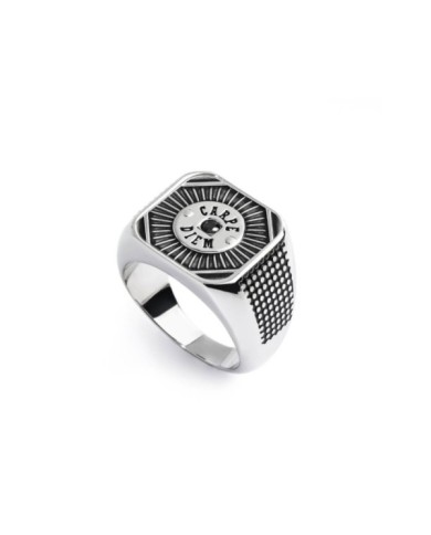 Piastrina quadrata carpe diem con zircone nero changy