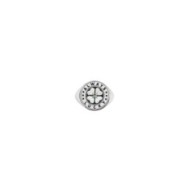 S.STEEL ROUND PLATE WITH FOUR-LEAF CLOVER Polished s.steel round plate by casting 16,10 mm diameter, 1 mm thickness. On the fron
