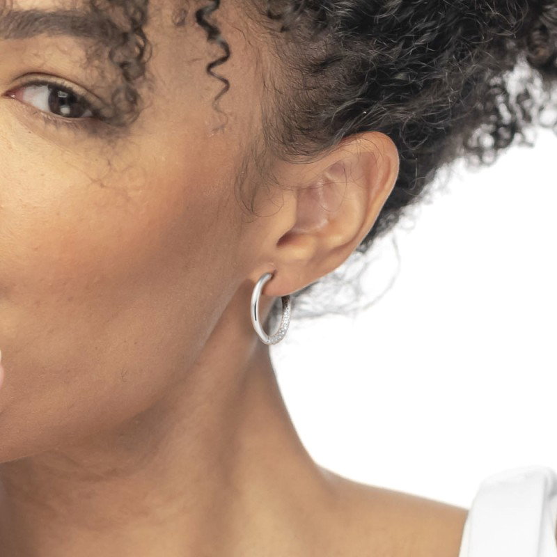 Orecchino a cerchio 2,1 cm trama diamantata