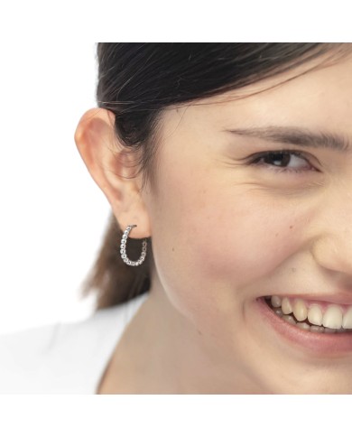 Orecchino a cerchio 1,9 cm trama con sfere