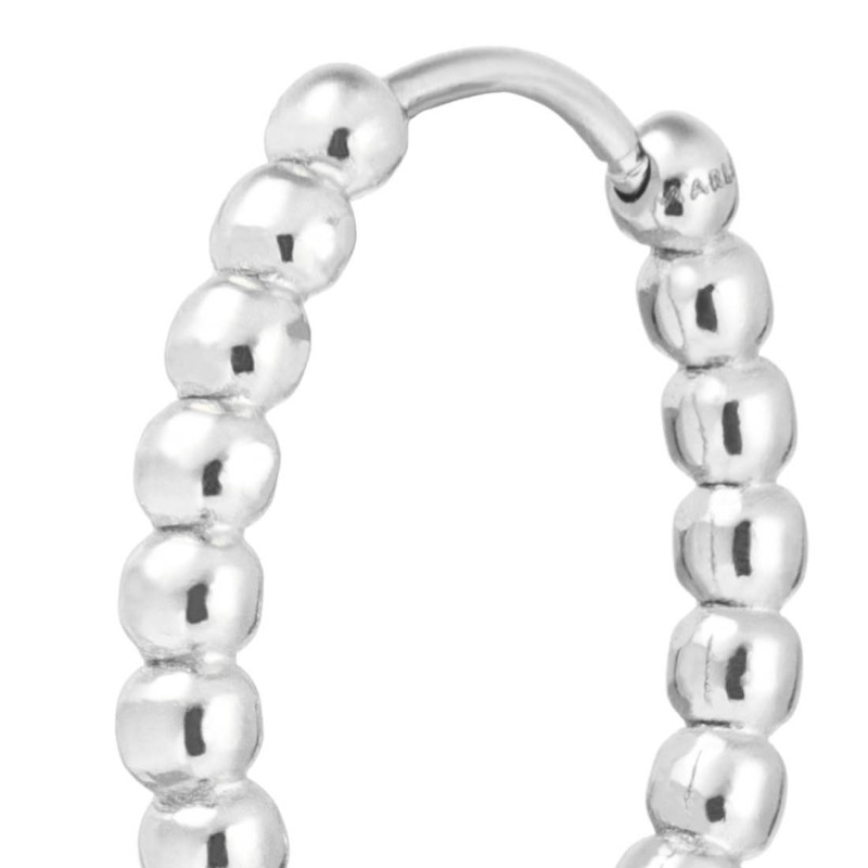 Orecchino a cerchio 1,9 cm trama con sfere