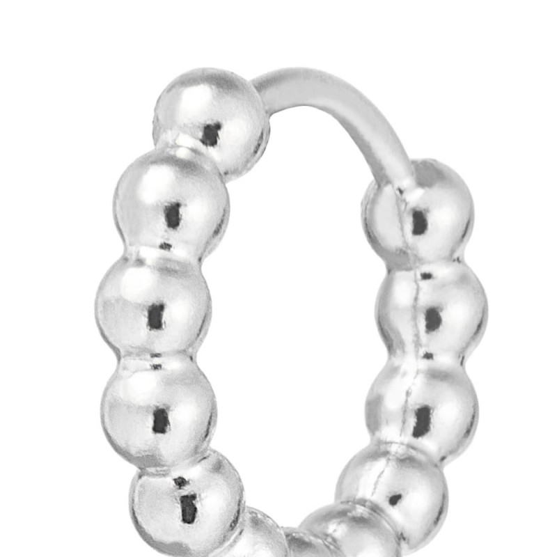 Orecchino a cerchio 1,3 cm trama con sfere