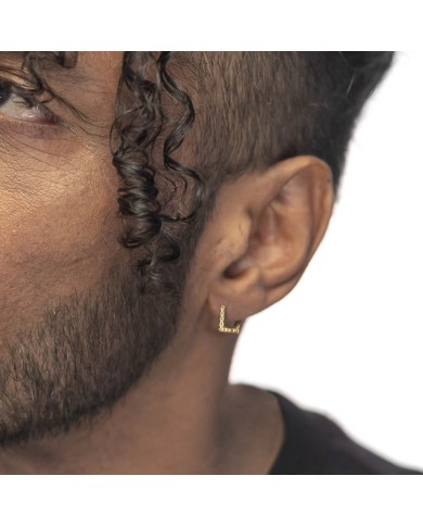 Orecchino quadrato 1,1 cm trama con sfere