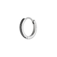 Orecchino a cerchio 1,5 cm trama puntinata in black oil opaco