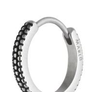 Orecchino a cerchio 1,5 cm trama puntinata in black oil opaco