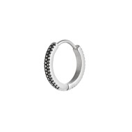 Orecchino a cerchio 1,5 cm trama puntinata in black oil opaco