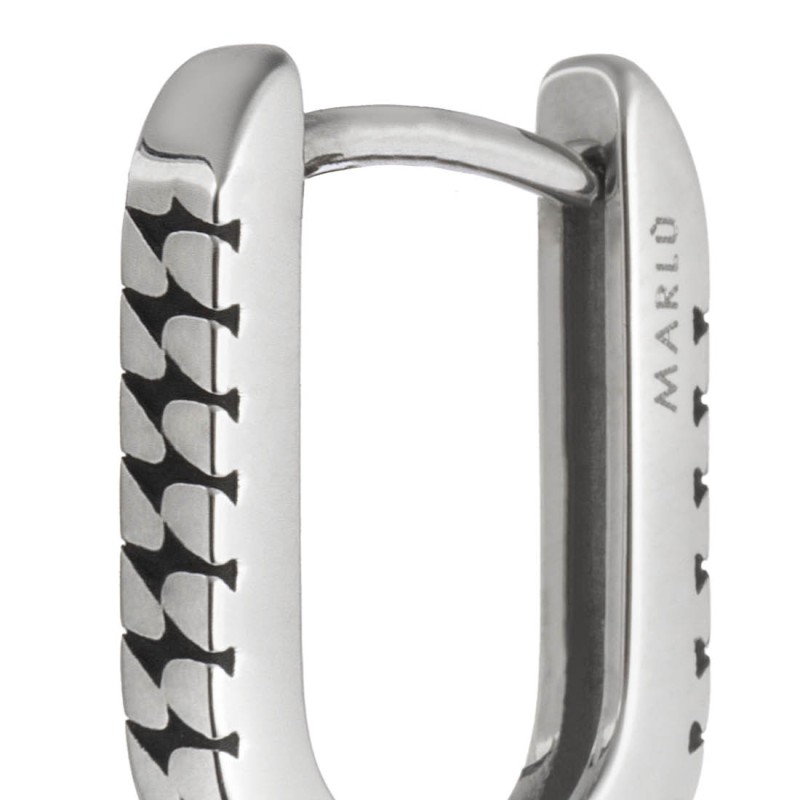 Orecchino ovale 1,7 cm trama con black oil opaco