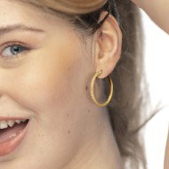 Orecchino a cerchio 3,2 cm con zirconi