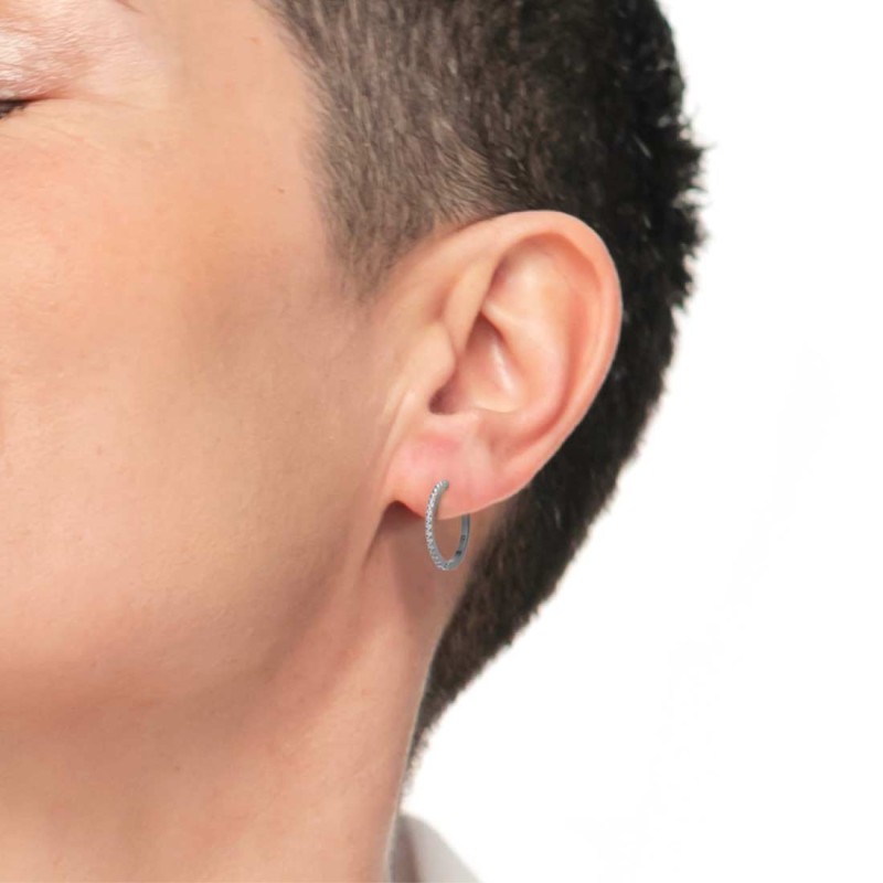 Orecchino a cerchio 2,4 cm con zirconi