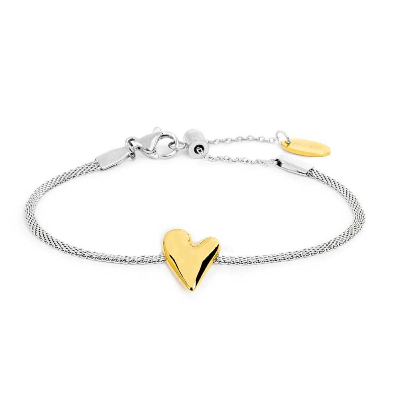 BR ORO/ACC CENTRALE CON CUORE E CATENA MESH