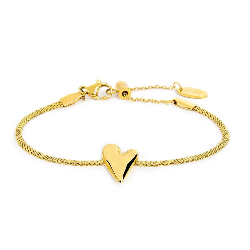 BR ORO/ACC CENTRALE CON CUORE E CATENA MESH