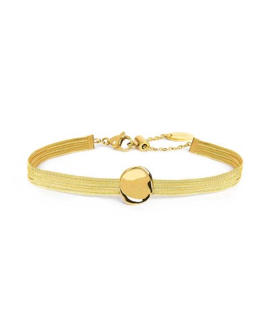 Bracciale catena snake piatta multifilo con bottone martellato