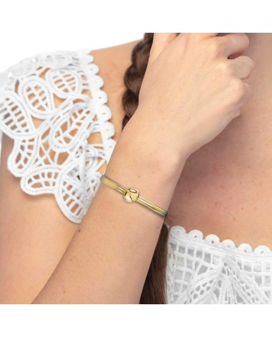 Bracciale catena snake piatta multifilo con bottone martellato