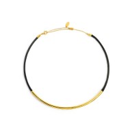 Collana cordino cerato nero con tubolare centrale