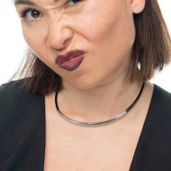 COLLANA ACC CORDINO NERO CON CENTRALE TUBOLARE