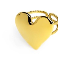 Anello doppia fascia con cuore irregolare martellato